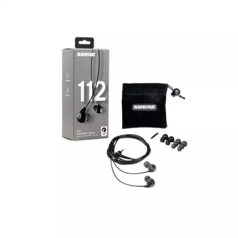 Auriculares in-ear con cable Shure SE112-GR para llamadas/música, negro, gris