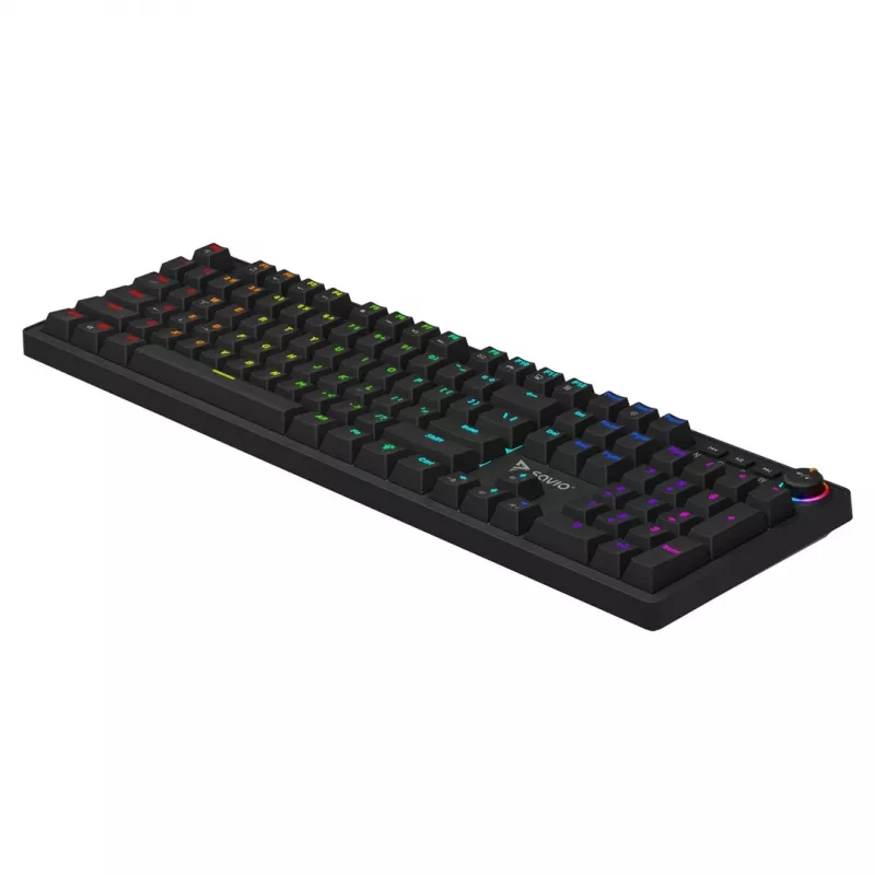 SAVIO STYX teclado mecánico gaming, Outemu Blue, Hot-Swap, RGB, USB, distribución US, tamaño completo, negro