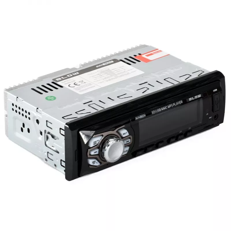BLOW AVH-8624 autorradio, 1 DIN, FM RDS, Bluetooth, USB, SD/MMC, AUX, MP3, pantalla LCD, mando a distancia, negro