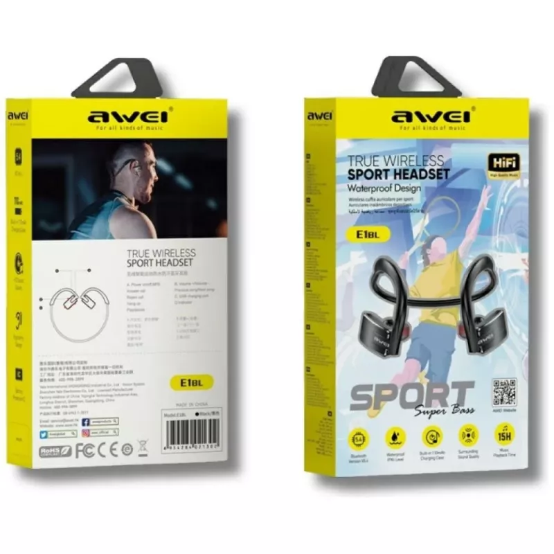 Auriculares Bluetooth Awei E1BL Sport negros