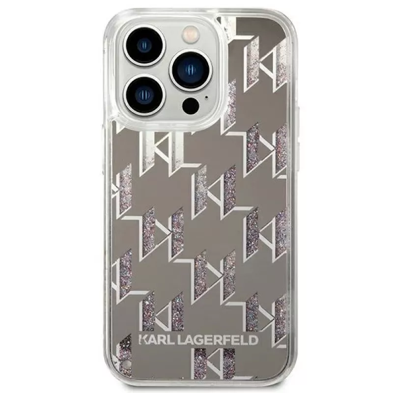 Karl Lagerfeld KLHCP14XLMNMS iPhone 14 Pro Max 6.7 funda rígida plata / plata Liquid Glitter Monogram
