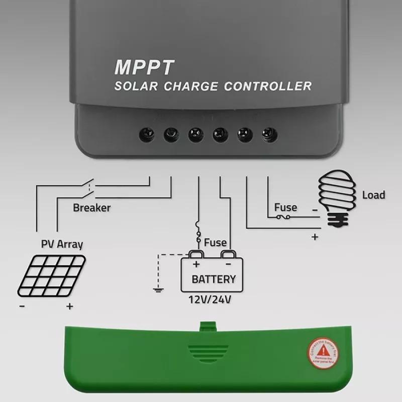 Regulador de carga solar MPPT QOLTEC 10A para sistemas de 12V/24V con pantalla LCD
