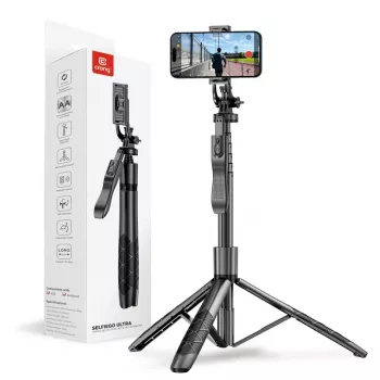 Palo selfie con trípode Crong CRGSGU1BLK aluminio Bluetooth con patas plegables y soporte para móvil