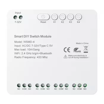 Módulo de interruptor inteligente Avatto DIY WSMD-4 32V — módulo de control de 4 canales y 32V para proyectos DIY