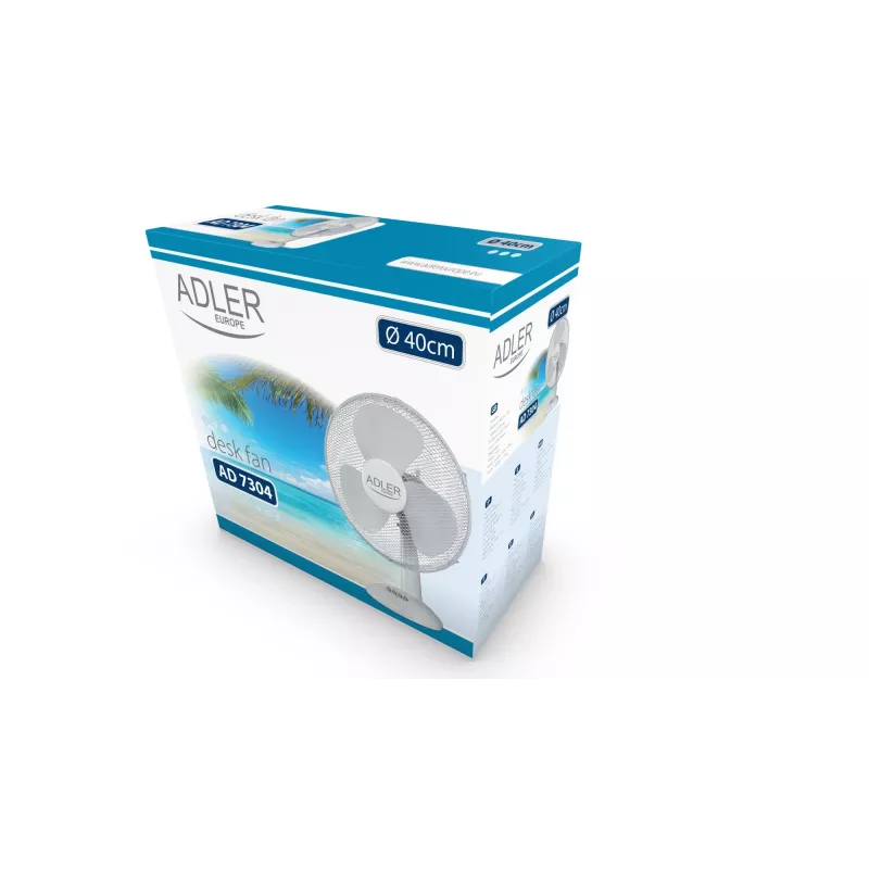 Adler | AD 7304 | Ventilador de mesa | Blanco | Diámetro 40 cm | Número de velocidades 3 | Oscilación | 45 W | No