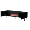 Mueble TV Cama Meble LUCCA 180x40x59 cm, superficie y marco negros, aglomerado, chimenea negra incluida