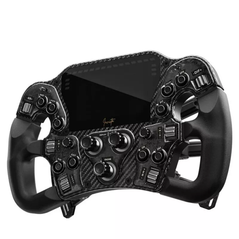 Volante de sim racing Asetek Invicta 4.3 LCD — volante con force feedback y pantalla de 4,3 pulgadas