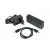 Natec Mantis 2 NHU-1557 hub USB 3.0 de 4 puertos, entrada USB Type-B, interruptores de encendido/apagado, adaptador de corriente, negro
