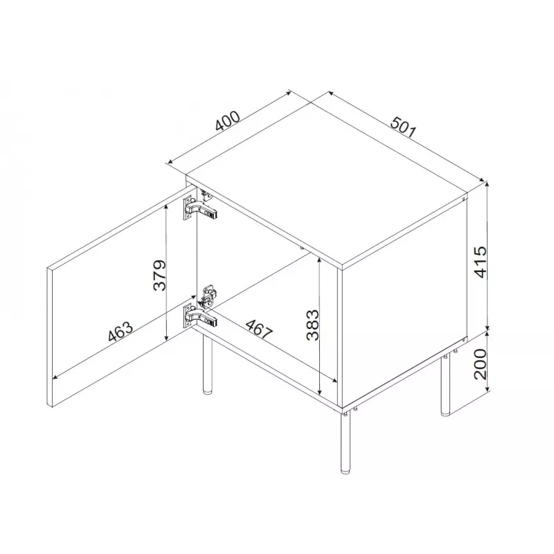 Mesita de noche Cama INSERTO, 2 uds., 50x40x61.5 cm, negro + LED