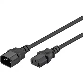Alargador de cable de alimentación Goobay Wentronic, 1 m, Negro - conector macho C14 (conexión de alimentación) > conector hembra C13 (conexión de alimentación) (95125)