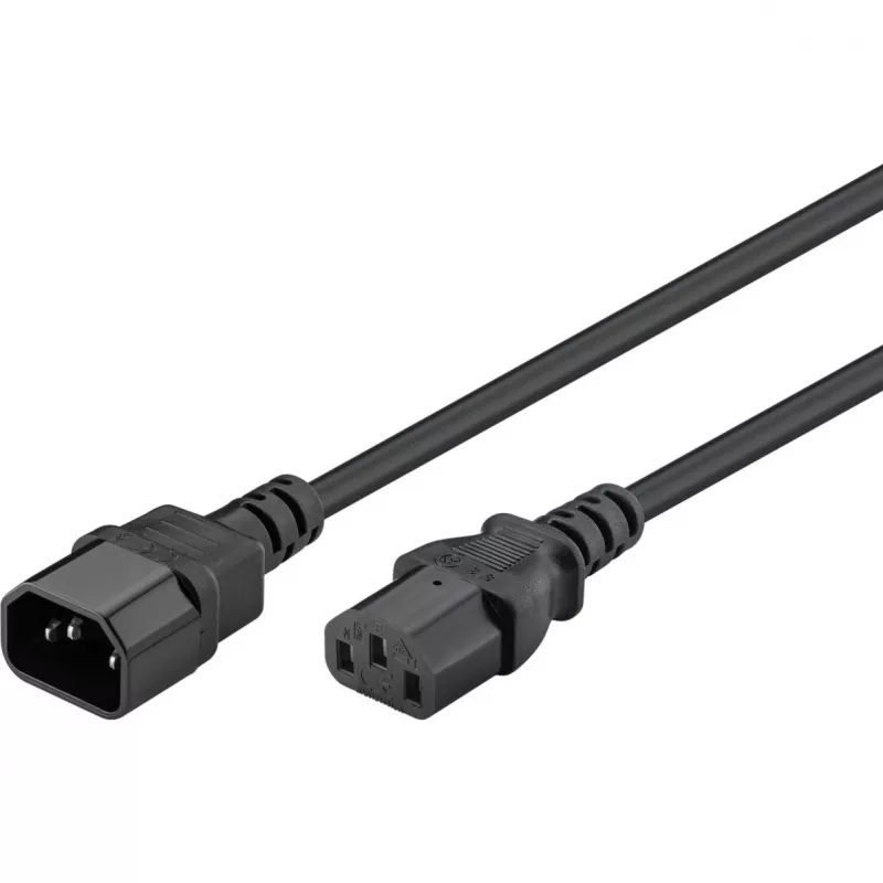 Alargador de cable de alimentación Goobay Wentronic, 1 m, Negro - conector macho C14 (conexión de alimentación) > conector hembra C13 (conexión de alimentación) (95125)