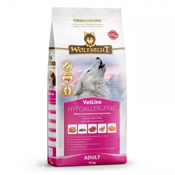 Pienso para perros Wolfsblut VetLine Hypoallergenic Horse — 12 kg, monoproteico, 20 % proteína, sin cereales ni gluten