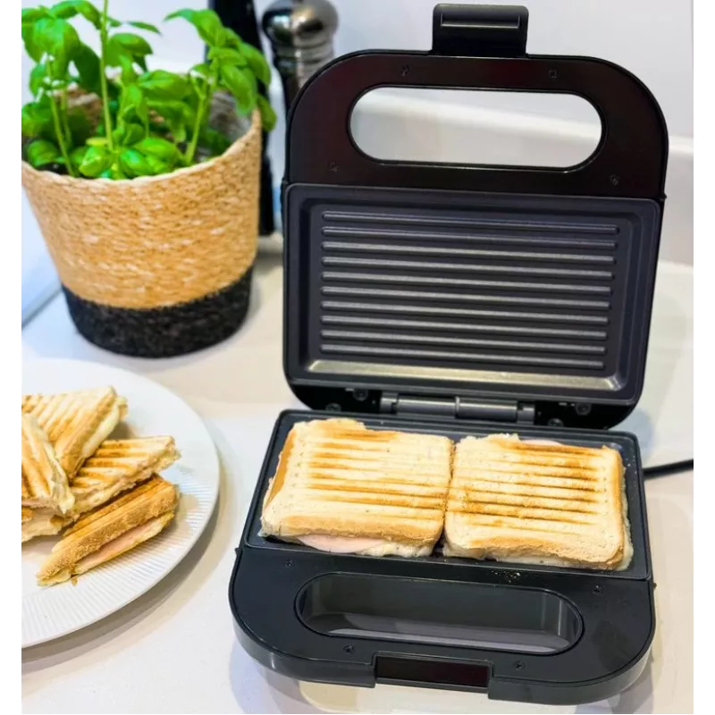 Tostadora BLAUPUNKT SMS501 — Sandwichera/parrilla, 750 W, placas antiadherentes, compacta en Negro