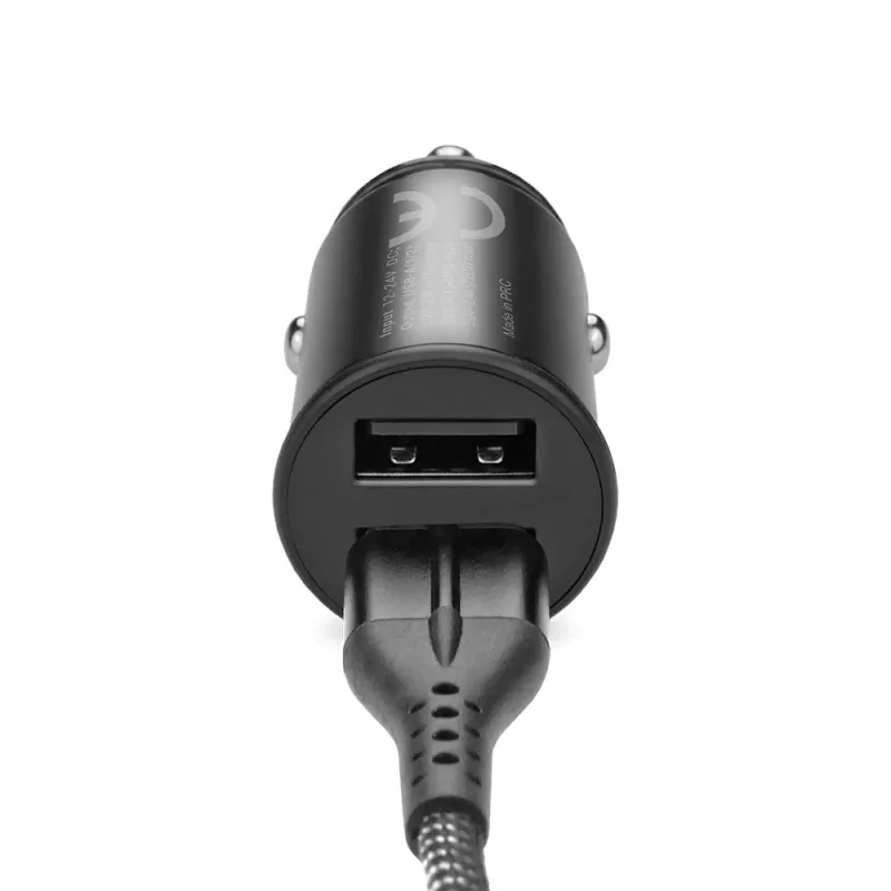 everActive CC-25C cargador de coche, 2x USB 12 W, con cable USB-C