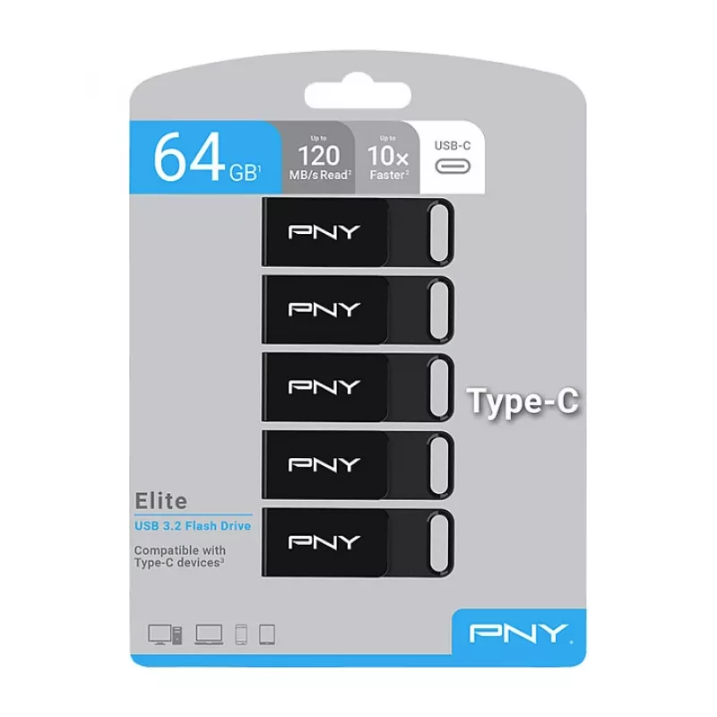 STICK PNY Elite - Memoria flash USB - 64 GB - USB-C