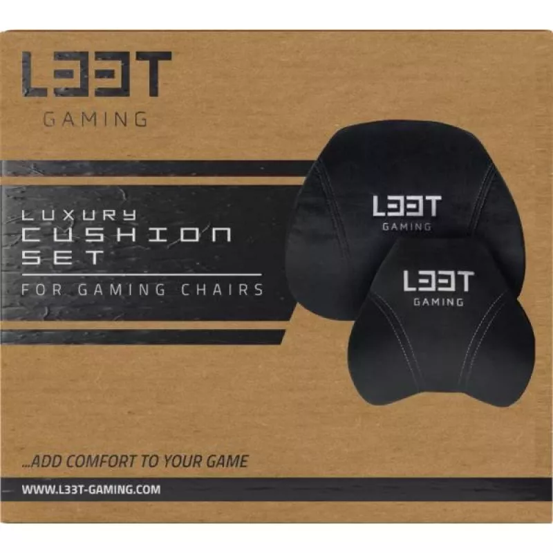 L33T Gaming 160382 Set de cojines de lujo para silla gaming, memory foam, terciopelo, ultrasuave, negro
