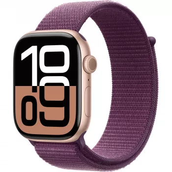 Apple Watch Series 10 carcasa de aluminio GPS + Cellular 46mm oro rosa correa deportiva Loop ciruela