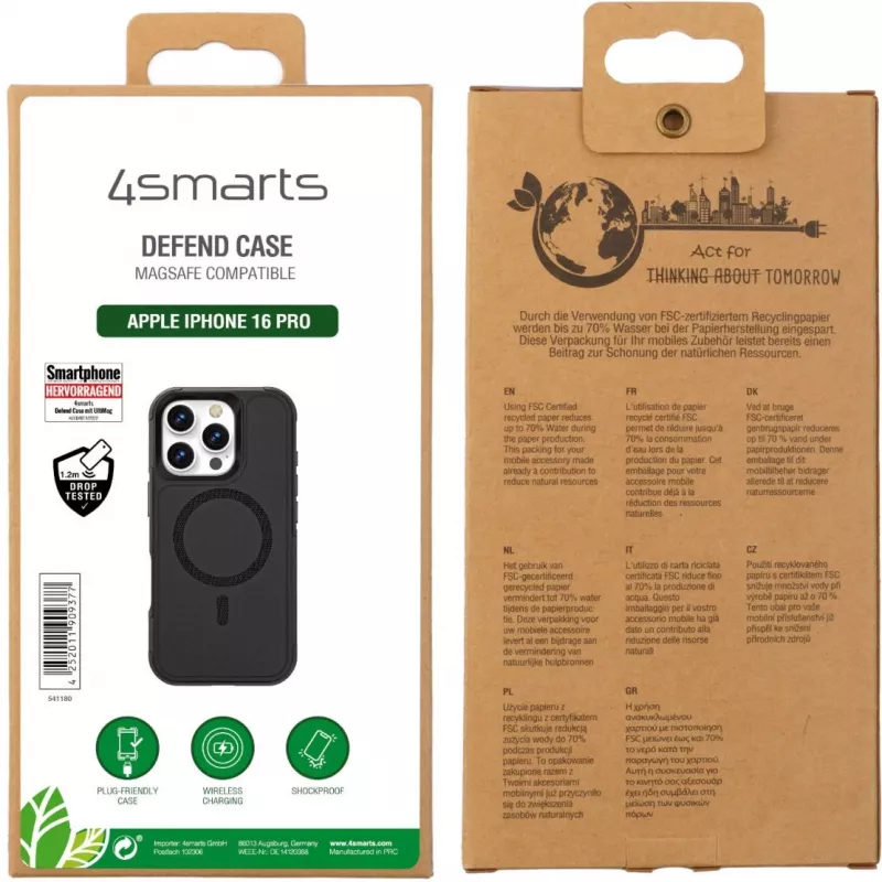Funda 4smarts 541180 para iPhone 16 Pro 16 cm negra