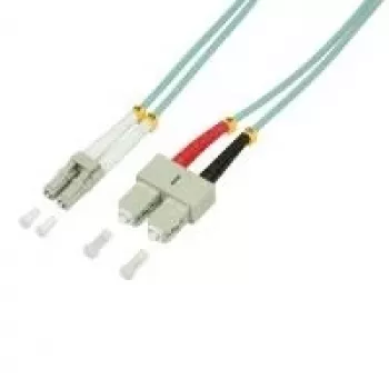 LogiLink - Cable de parcheo - SC multimodo (M) a LC multimodo (M) - 1 m - fibra óptica - 50/125 micrómetros - OM3 - libre de halógenos - aguamarina