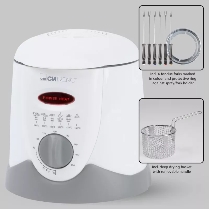 Freidora Clatronic FFR 2916 Single 1 L de sobremesa 900 W gris, blanco