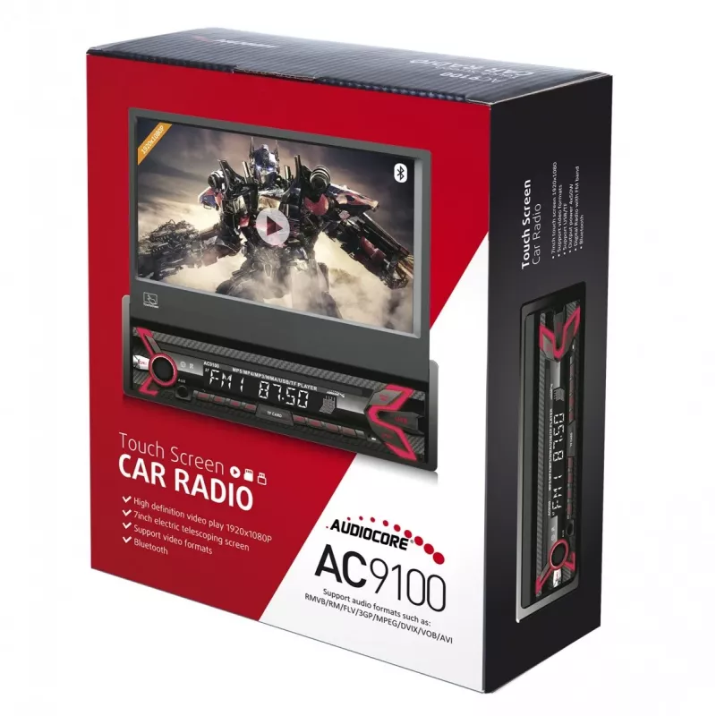 Audiocore AC9100 radio para coche digital negro, rojo