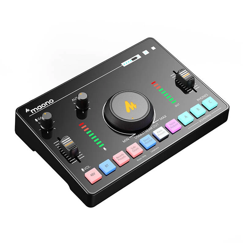 Mesa de mezclas MAONO AMC2 Neo, mesa de mezclas USB de 2 canales con conexión USB