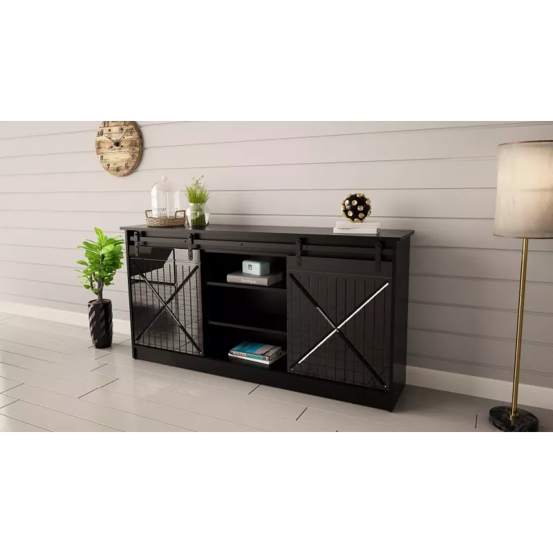 Cómoda 160x80x35 GRANERO negro/negro brillante