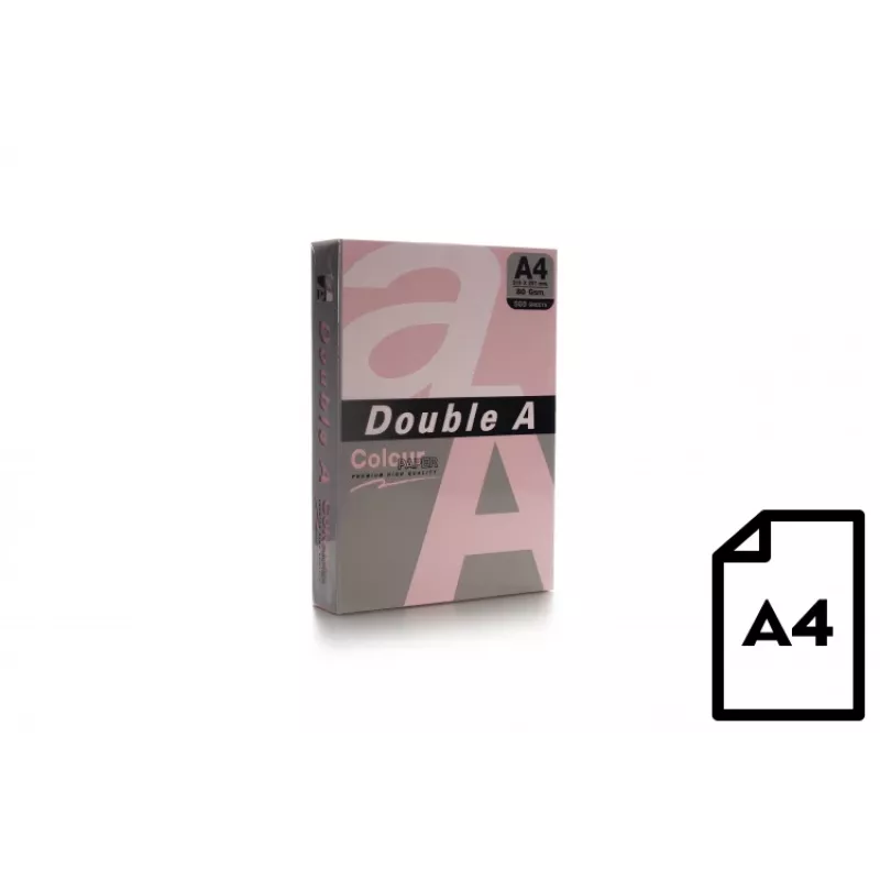 Papel de color Double A, 80 g, A4, 500 hojas, rosa