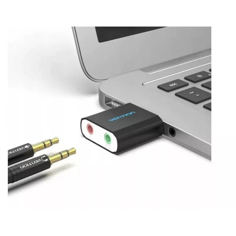 Tarjeta de sonido externa USB Vention negra metal Type