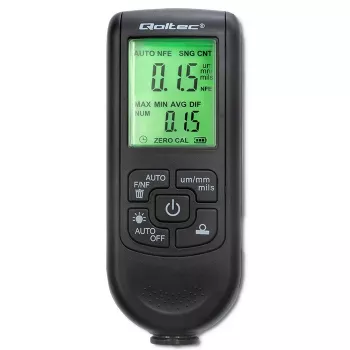 Medidor de espesor de pintura Qoltec con pantalla LCD | 0~2000 µm