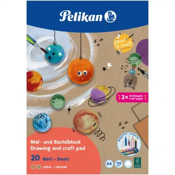 Bloc de dibujo y manualidades Pelikan A4, 120 g/m², 20 hojas, natural, FSC (102360)