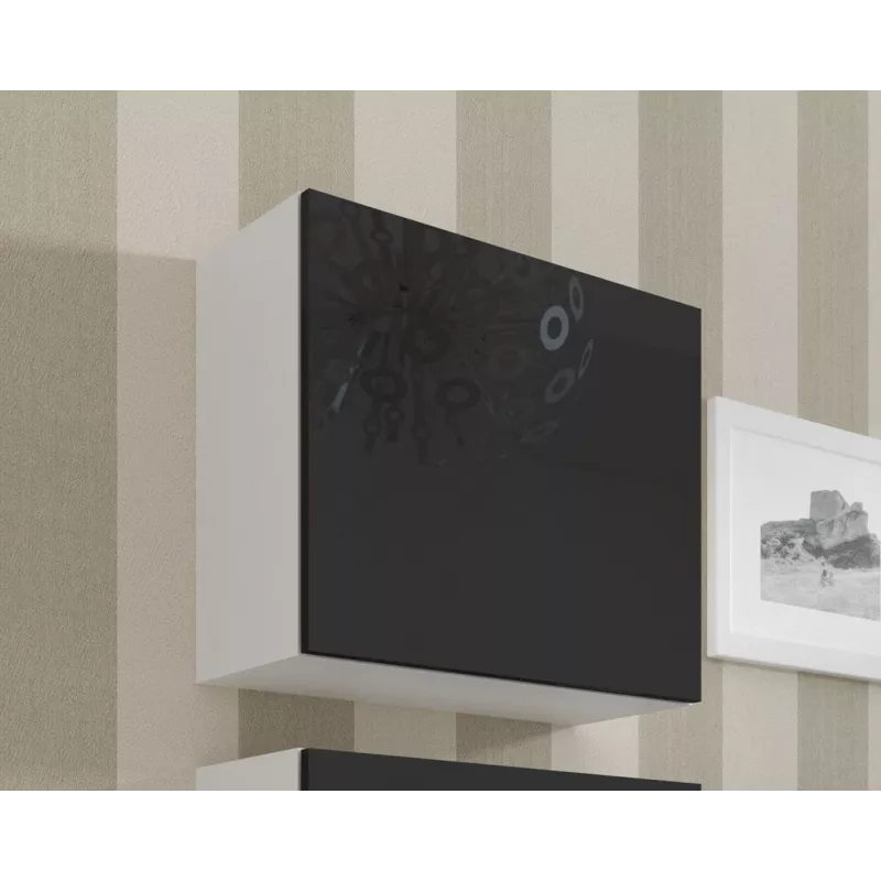 Conjunto de armarios de salón Cama VIGO 22 blanco/negro brillante