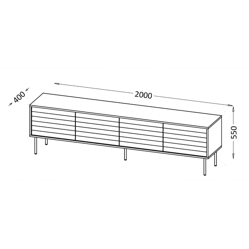 Mueble TV Cama CORTINA 4D 200x40x55 negro
