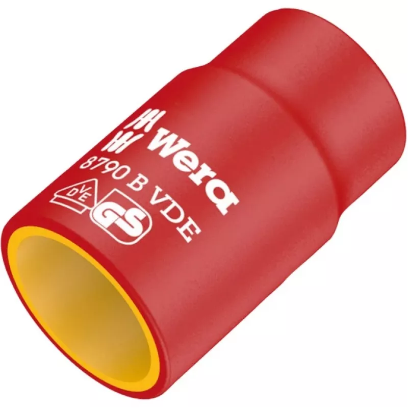 Vaso de carraca Zyklop VDE, 12mm, 3/8 rojo/amarillo, aislado hasta 1.000 voltios