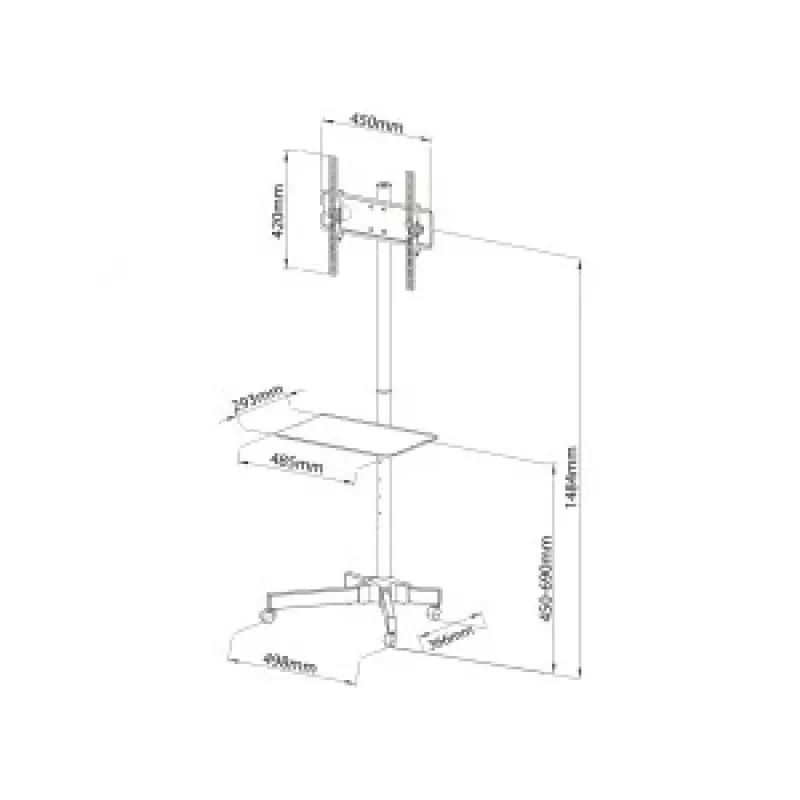 Mesa de TV/carrito con ruedas + asa 23-55 25 kg S-09