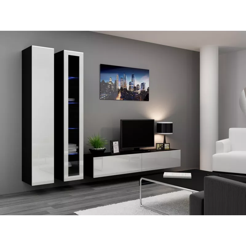 Armario cerrado Cama VIGO '180' 180/40/30 blanco/negro brillo
