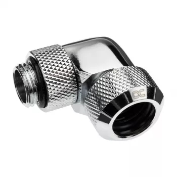 Racor de compresión Alphacool Eiszapfen 13mm HardTube 90° giratorio G1/4 - racor acodado para sistema de refrigeración líquida - cromado
