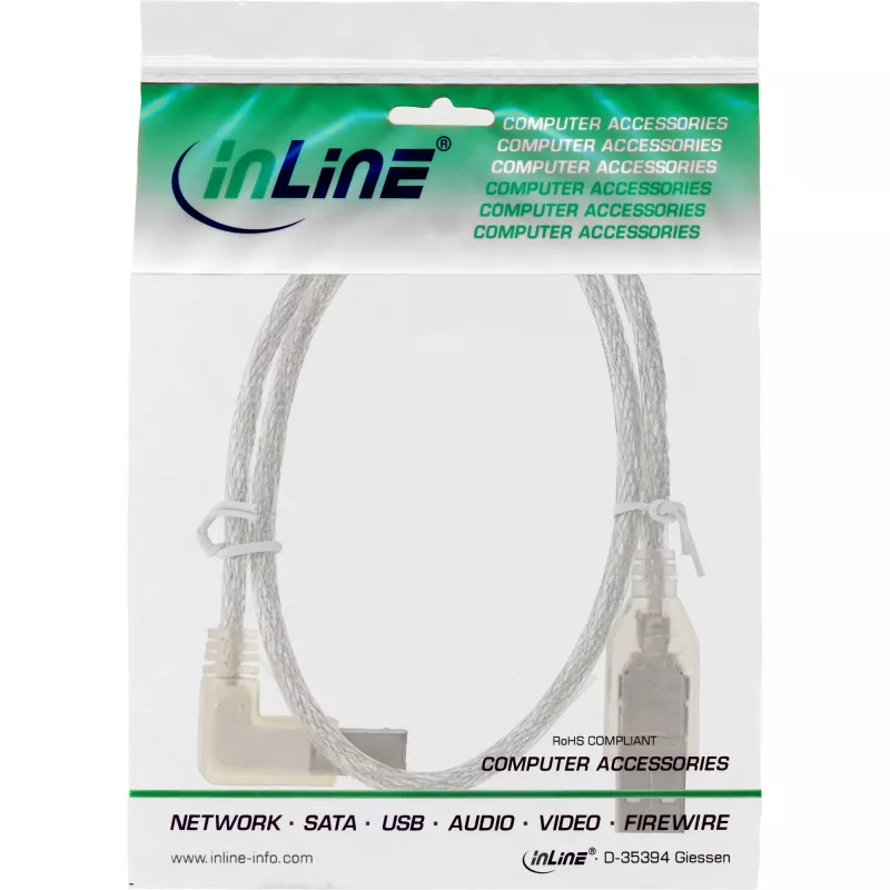 Microconnect USBAB5ANGLED-L Cable USB USB 2.0 5 m USB A USB B blanco