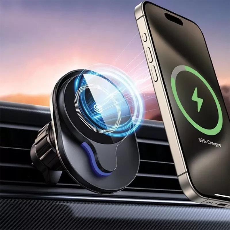 Soporte magnético para coche MagSafe 15W inducción negro