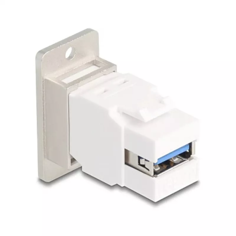 Módulo Keystone DELOCK 67337 montaje en panel USB Type-B a USB Type-A 5 Gbit/s, plata/blanco