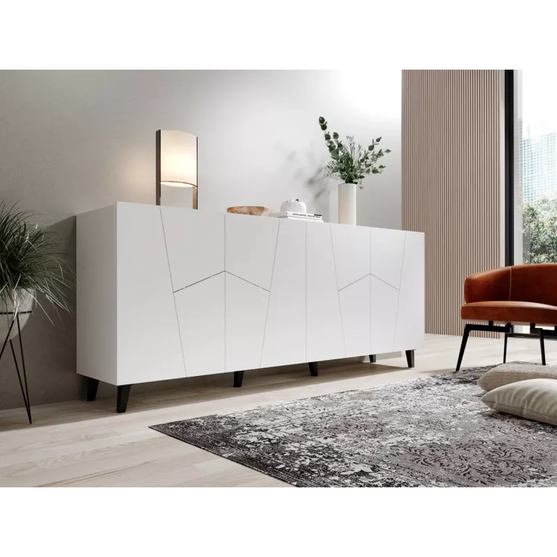 Cama Meble ETNA cómoda 200x42x82 cm, blanca mate