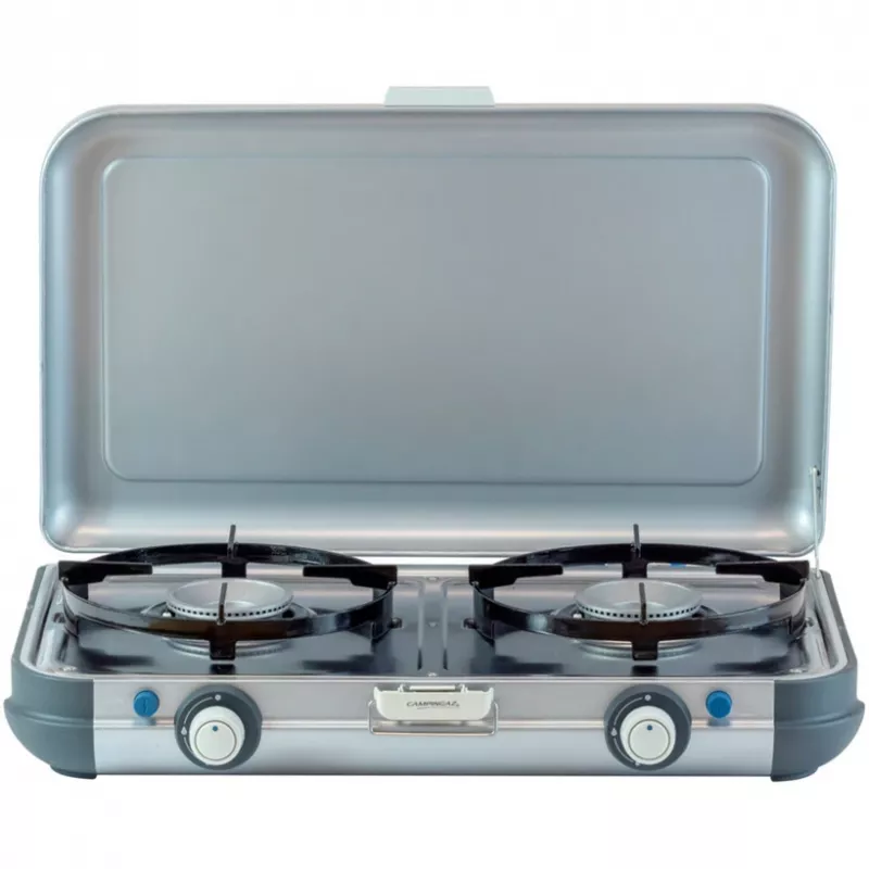 Cocina portátil con grill Campingaz 2213311, 2 zonas, 5,4 kg, 490×350 mm, negro/gris/plateado