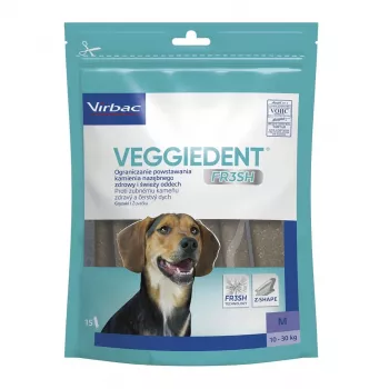 VIRBAC Veggiedent Fresh snack masticable para la higiene dental de perros M — talla mediana, premio para la higiene dental