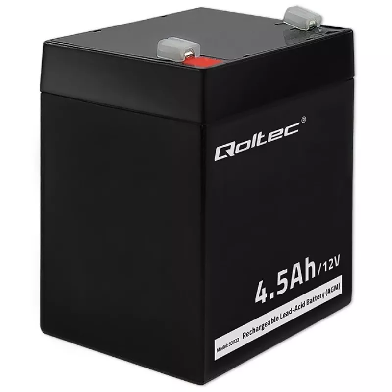 Qoltec 53033 batería AGM 12 V 4,5 Ah, máx. 1,35 A, sin mantenimiento