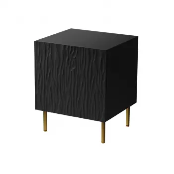 Set de mesitas de noche 2 uds. cama meble JUNGLE — 53,5×40,5×44 cm, negro mate MDF/aglomerado, patas doradas