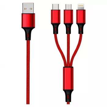 Cable USB 2GO 797150 1,5 m USB B USB C/Micro-USB B/Lightning rojo