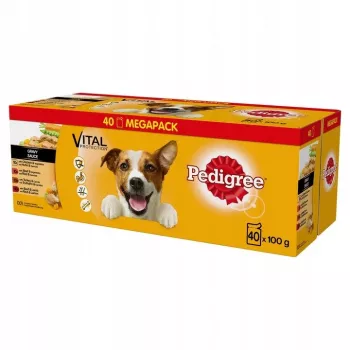 Comida húmeda para perros Pedigree Vital Protection Salsa 100 g sobre, pack de 40, perros adultos, sabor pollo, 82,5 % humedad