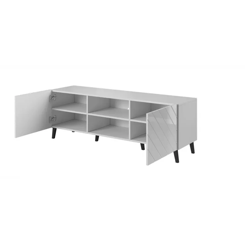 Mueble RTV ABETO 150x42x52 blanco/blanco brillante