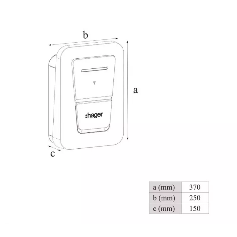 Estación de carga para VE de pared Hager witty one 11 kW de 3 fases con conector Tipo 2, RFID, Bluetooth, cable de 4,5 m, IP55, IK10