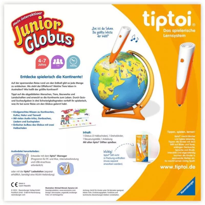 Juguete educativo Ravensburger tiptoi Mi globo terráqueo interactivo Junior